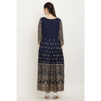 Seduva Women's Casual Rayon 3-4th Sleeves Anarkali Kurti (Blue)
