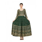 Seduva Women's Casual Rayon 3-4th Sleeves Anarkali Kurti (Green)