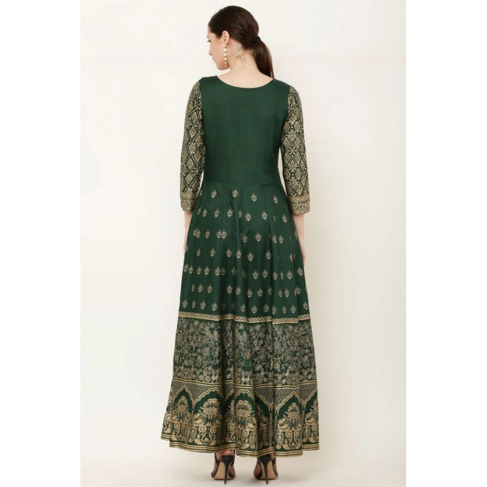 Seduva Women's Casual Rayon 3-4th Sleeves Anarkali Kurti (Green)