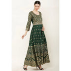 Seduva Women's Casual Rayon 3-4th Sleeves Anarkali Kurti (Green)