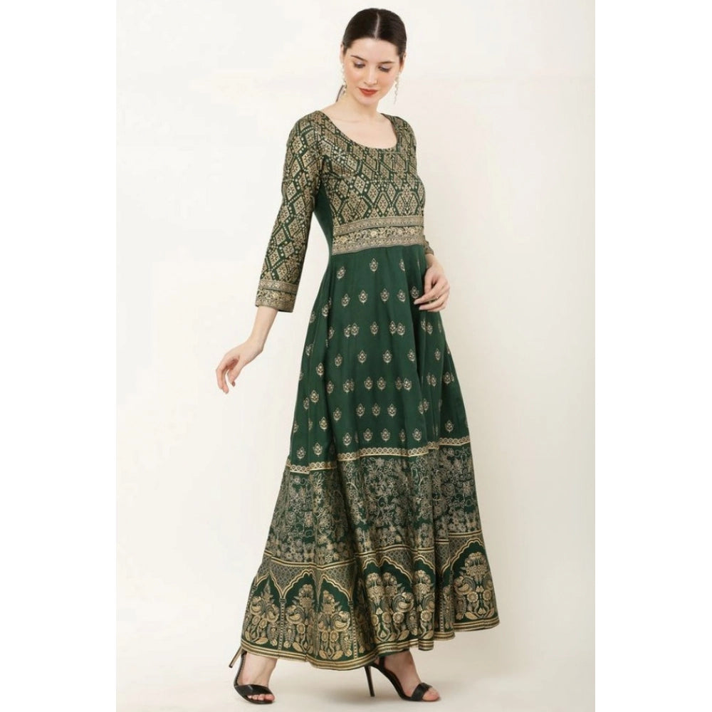 Seduva Women's Casual Rayon 3-4th Sleeves Anarkali Kurti (Green)