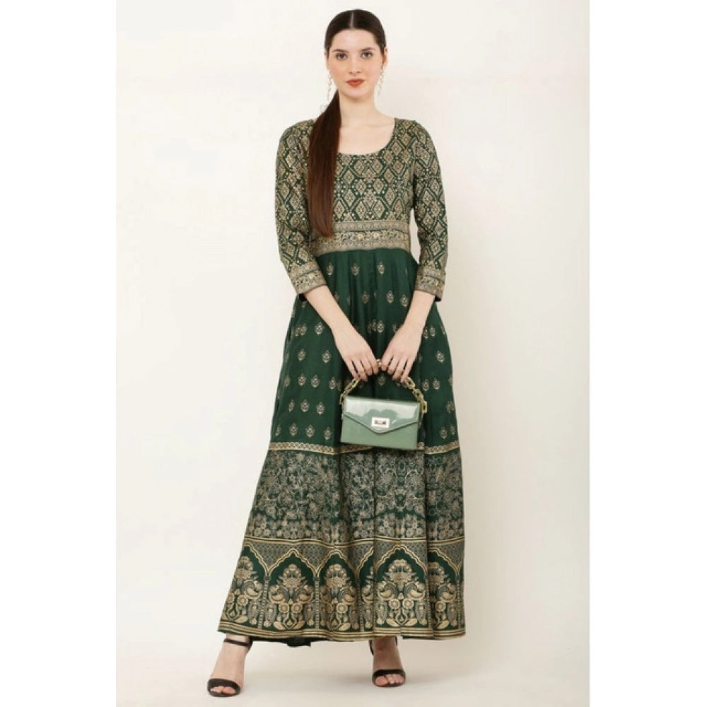Seduva Women's Casual Rayon 3-4th Sleeves Anarkali Kurti (Green)