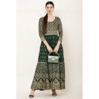 Seduva Women's Casual Rayon 3-4th Sleeves Anarkali Kurti (Green)