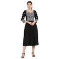 Seduva Women's Casual Rayon 3-4th Sleeves Kurti (Black)