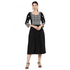 Seduva Women's Casual Rayon 3-4th Sleeves Kurti (Black)