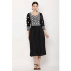 Seduva Women's Casual Rayon 3-4th Sleeves Kurti (Black)