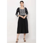 Seduva Women's Casual Rayon 3-4th Sleeves Kurti (Black)