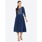 Seduva Women's Casual Rayon 3-4th Sleeves Kurti (Blue)