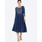 Seduva Women's Casual Rayon 3-4th Sleeves Kurti (Blue)