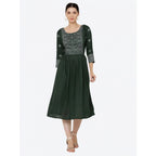 Seduva Women's Casual Rayon 3-4th Sleeves Kurti (Green)