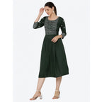 Seduva Women's Casual Rayon 3-4th Sleeves Kurti (Green)