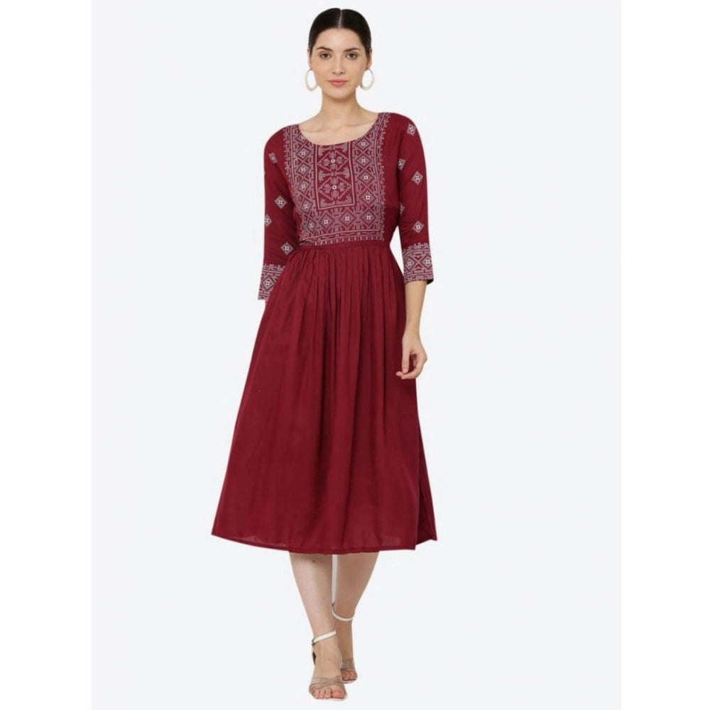 Seduva Women's Casual Rayon 3-4th Sleeves Kurti (Maroon)