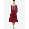 Seduva Women's Casual Rayon 3-4th Sleeves Kurti (Maroon)