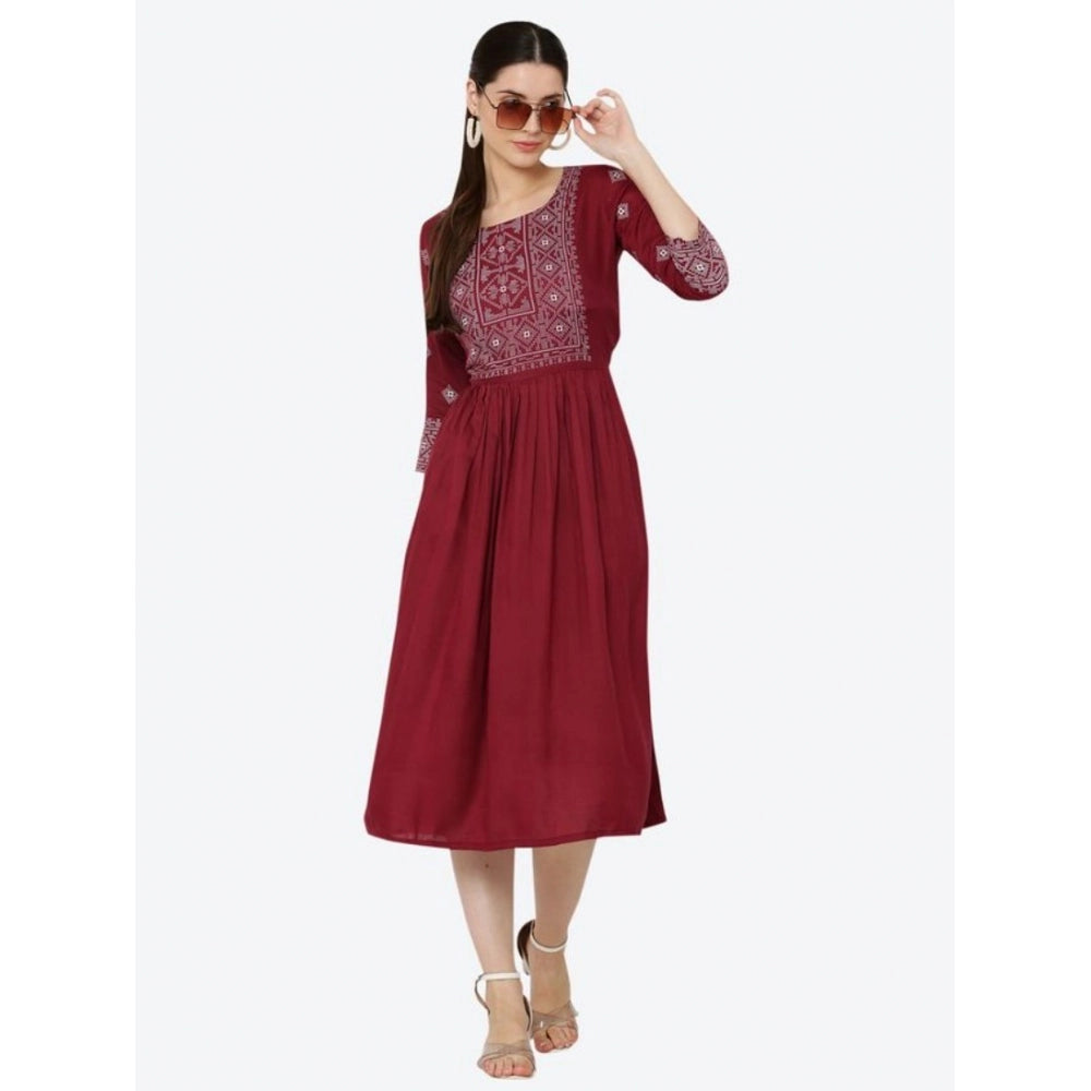 Seduva Women's Casual Rayon 3-4th Sleeves Kurti (Maroon)