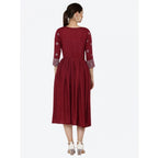 Seduva Women's Casual Rayon 3-4th Sleeves Kurti (Maroon)