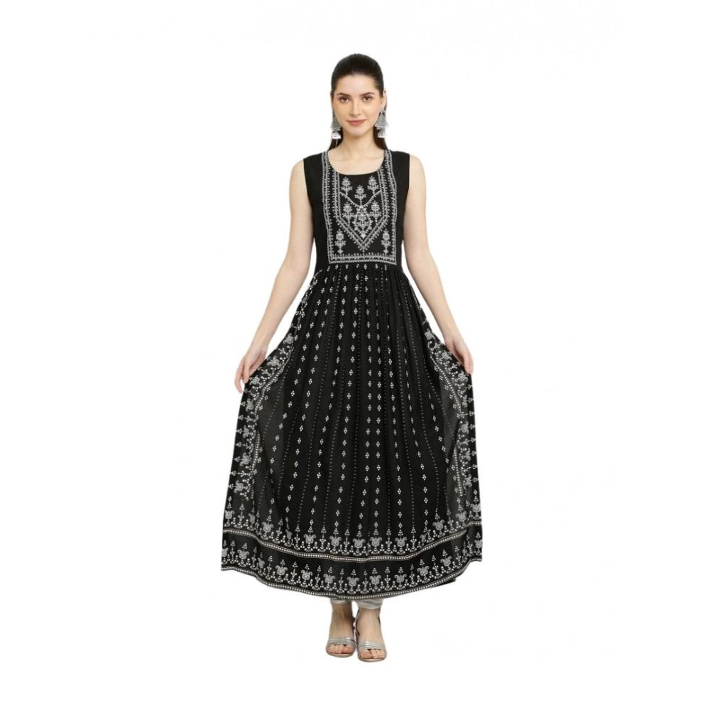 Seduva Women's Casual Rayon Sleeveless Kurti (Black)