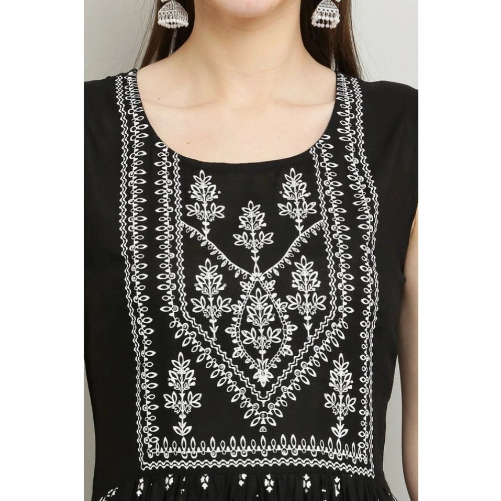 Seduva Women's Casual Rayon Sleeveless Kurti (Black)