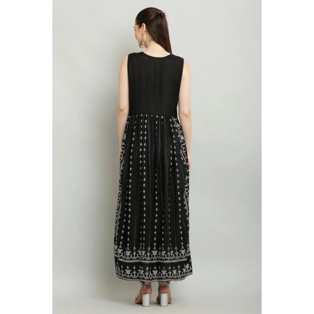 Seduva Women's Casual Rayon Sleeveless Kurti (Black)