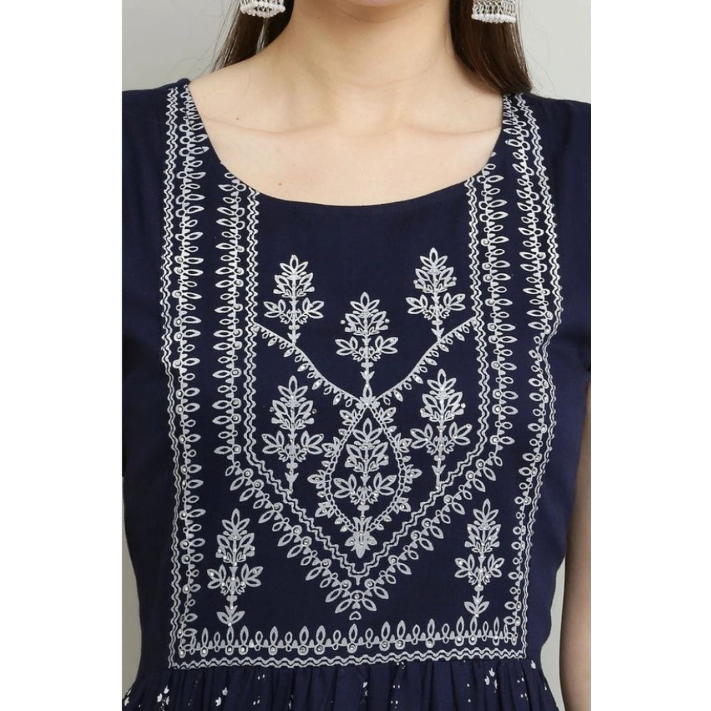 Seduva Women's Casual Rayon Sleeveless Kurti (Blue)