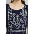 Seduva Women's Casual Rayon Sleeveless Kurti (Blue)