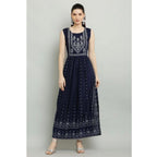 Seduva Women's Casual Rayon Sleeveless Kurti (Blue)