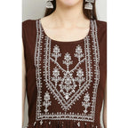 Seduva Women's Casual Rayon Sleeveless Kurti (Brown)