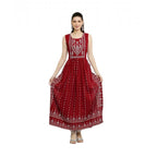 Seduva Women's Casual Rayon Sleeveless Kurti (Maroon)