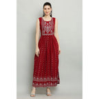 Seduva Women's Casual Rayon Sleeveless Kurti (Maroon)