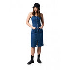 Seduva Women's Casual Denim Sleeveless Dress (Blue)