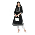 Seduva Women's Casual Rayon 3-4th Sleeves Kurti (Black)