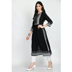 Seduva Women's Casual Rayon 3-4th Sleeves Kurti (Black)