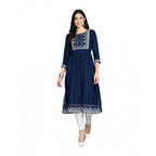 Seduva Women's Casual Rayon 3-4th Sleeves Kurti (Blue)