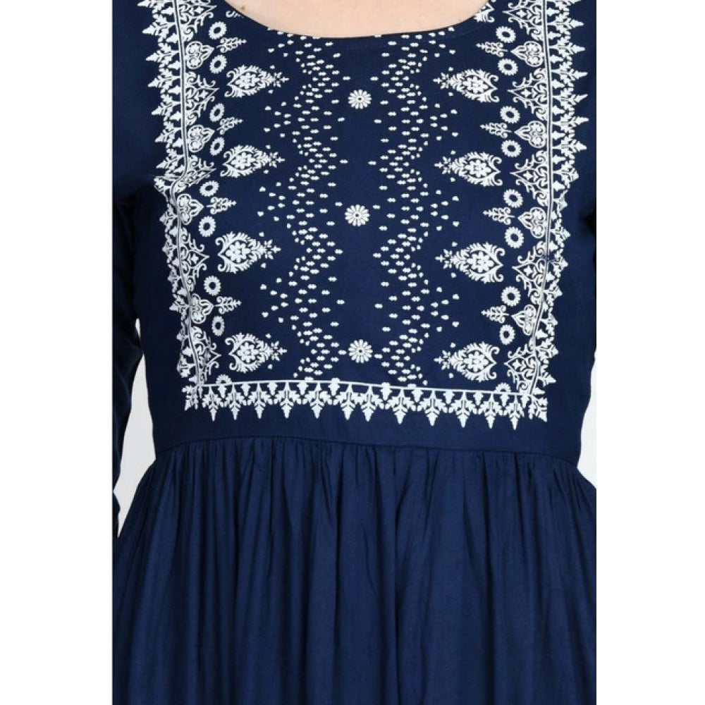 Seduva Women's Casual Rayon 3-4th Sleeves Kurti (Blue)