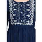 Seduva Women's Casual Rayon 3-4th Sleeves Kurti (Blue)