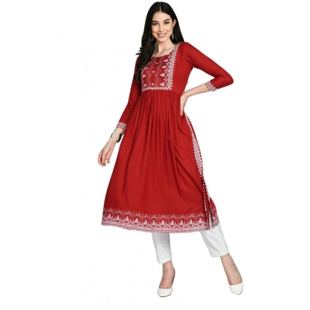 Seduva Women's Casual Rayon 3-4th Sleeves Kurti (Maroon)