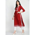 Seduva Women's Casual Rayon 3-4th Sleeves Kurti (Maroon)