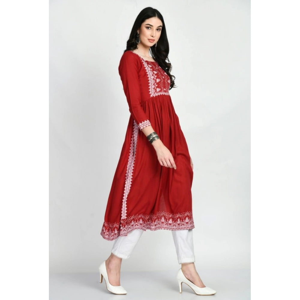 Seduva Women's Casual Rayon 3-4th Sleeves Kurti (Maroon)