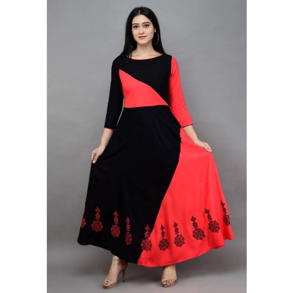 Seduva Women's Casual Rayon 3-4th Sleeves Maxi Dress (Pink)