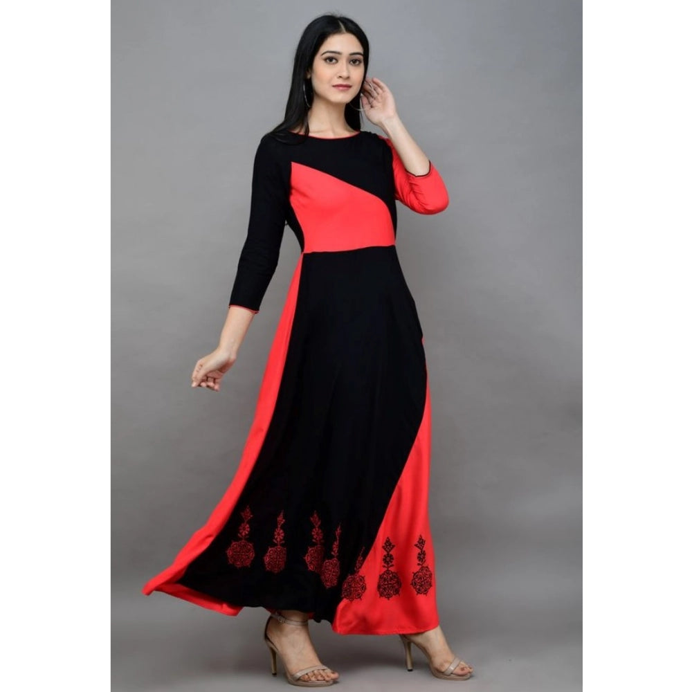 Seduva Women's Casual Rayon 3-4th Sleeves Maxi Dress (Pink)