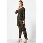 Seduva Women's Casual Crepe 3-4th Sleeves Cord Set (Black)