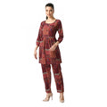 Seduva Women's Casual Crepe 3-4th Sleeves Cord Set (Maroon)