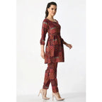 Seduva Women's Casual Crepe 3-4th Sleeves Cord Set (Maroon)