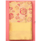 Seduva Women's Soft Lichi Silk Printed Saree With Unstitched Blouse 5.5Mtr (Gold)