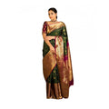 Seduva Women's Soft Lichi Silk Printed Saree With Unstitched Blouse 5.5Mtr (Green)