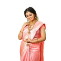 Seduva Women's Soft Lichi Silk Printed Saree With Unstitched Blouse 5.5Mtr (Pink)