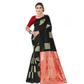 Seduva Women's Soft Lichi Silk Printed Saree With Unstitched Blouse 5.5Mtr (Black)