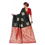 Seduva Women's Soft Lichi Silk Printed Saree With Unstitched Blouse 5.5Mtr (Black)