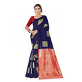 Seduva Women's Soft Lichi Silk Printed Saree With Unstitched Blouse 5.5Mtr (Blue)