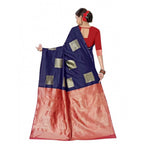 Seduva Women's Soft Lichi Silk Printed Saree With Unstitched Blouse 5.5Mtr (Blue)