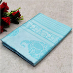 Seduva Women's Soft Lichi Silk Printed Saree With Unstitched Blouse 5.5Mtr (Sky Blue)